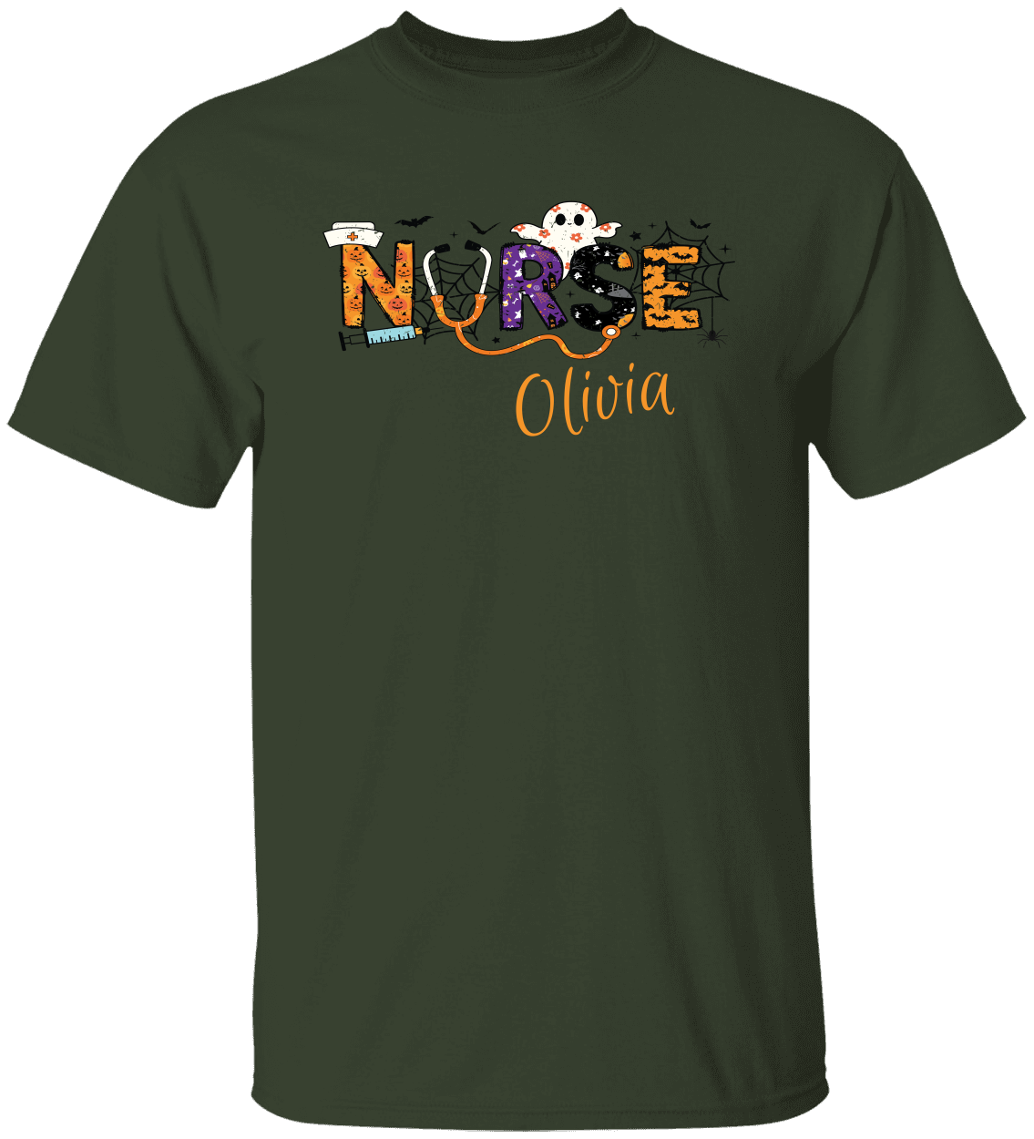 Personalized Spooky Halloween Nurse T-Shirt | Sweatshirt | Hoodie – Custom Name & Creepy Design