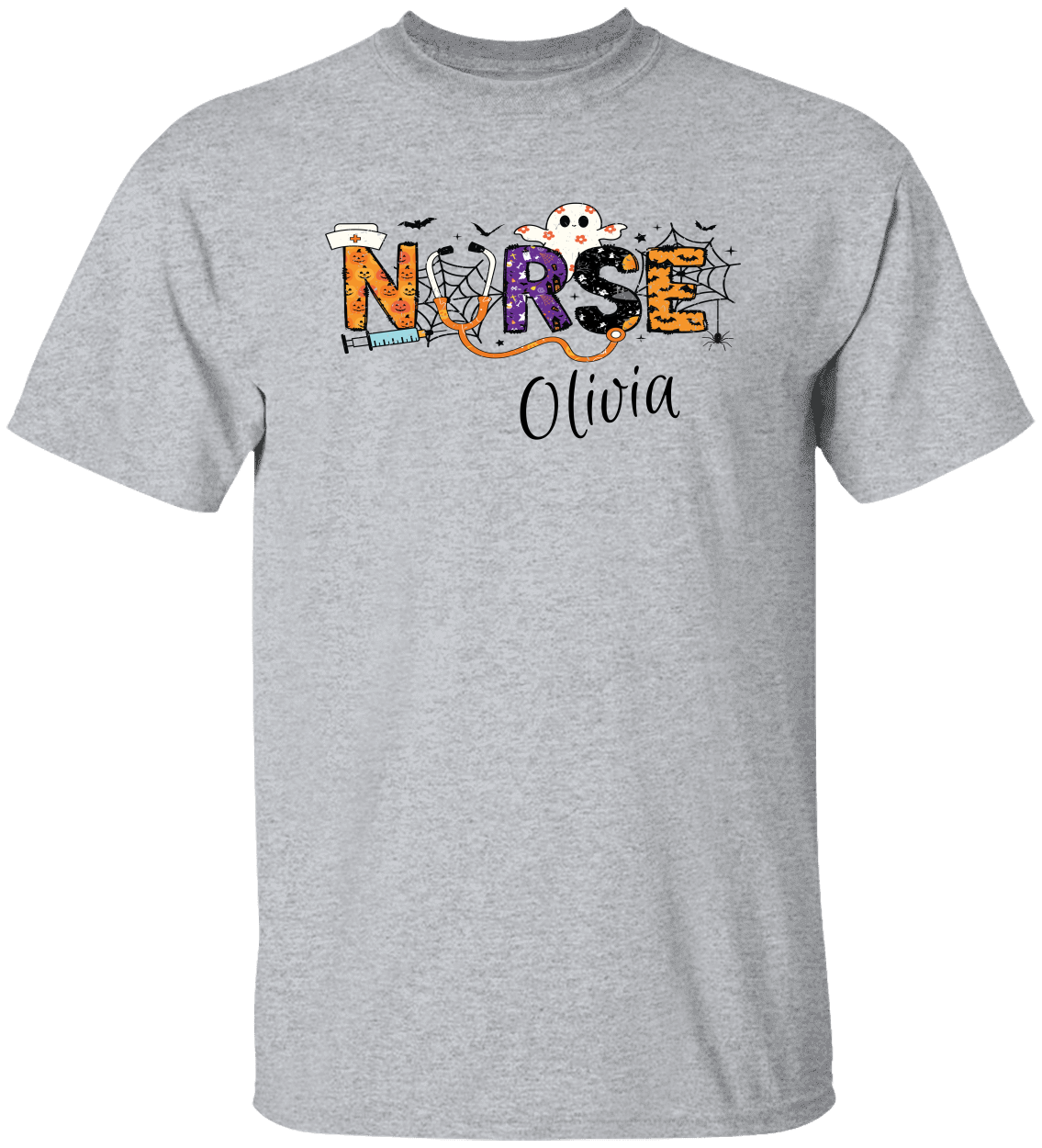 Personalized Spooky Halloween Nurse T-Shirt | Sweatshirt | Hoodie – Custom Name & Creepy Design
