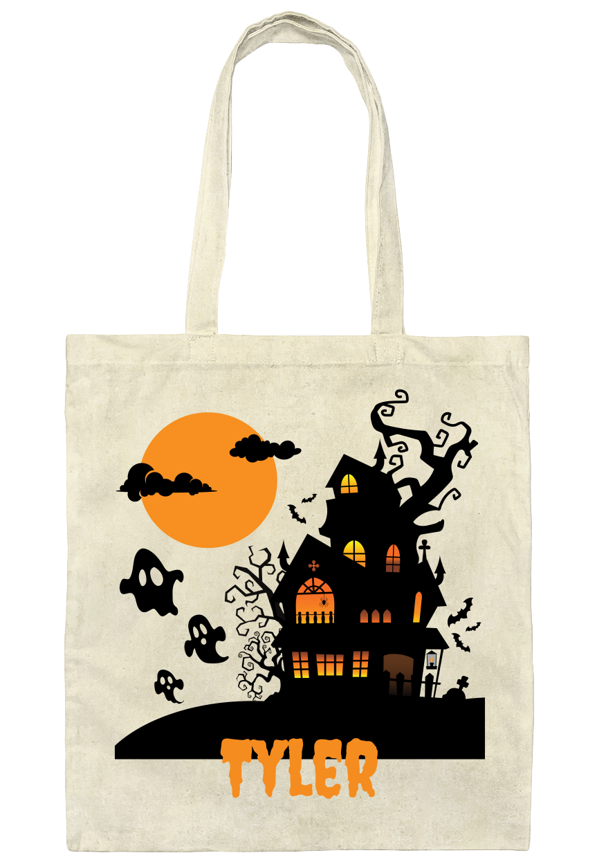 Personalized Halloween Tote Bag – Custom Name Trick or Treat Bag – 6 Spooky Designs
