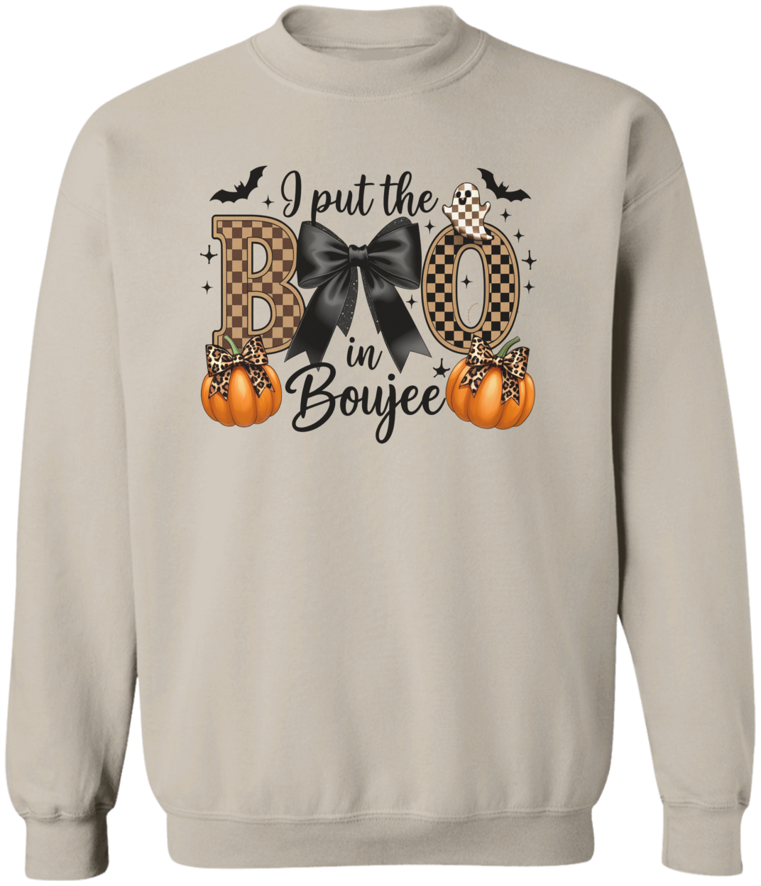 I Put the Boo in Boujee” Halloween Sweatshirt | Hoodie – Boujee Ghost Graphic – Spooky Chic