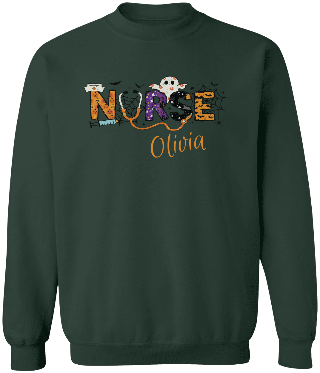 Personalized Spooky Halloween Nurse T-Shirt | Sweatshirt | Hoodie – Custom Name & Creepy Design