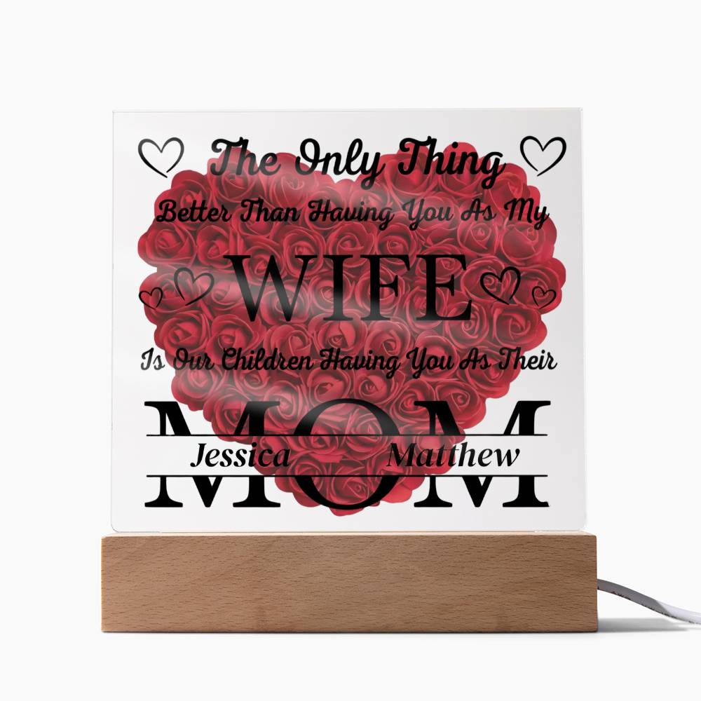 Personalized Gift for Wife from Husband – Custom Acrylic Plaque with Children’s Names – Romantic Gift Mother’s Day Gift for Wife, Anniversary Gift