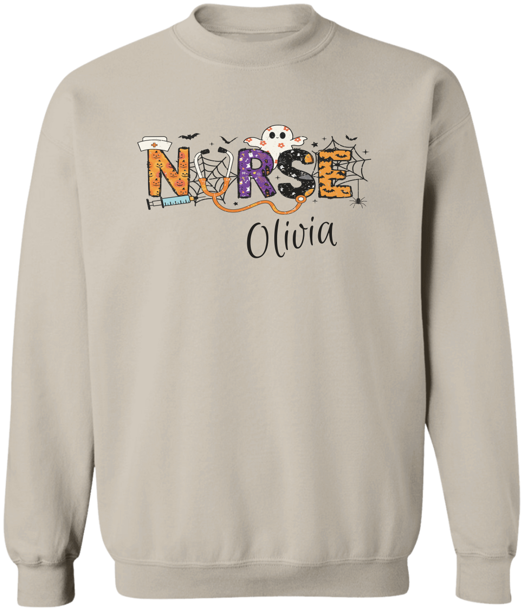 Personalized Spooky Halloween Nurse T-Shirt | Sweatshirt | Hoodie – Custom Name & Creepy Design
