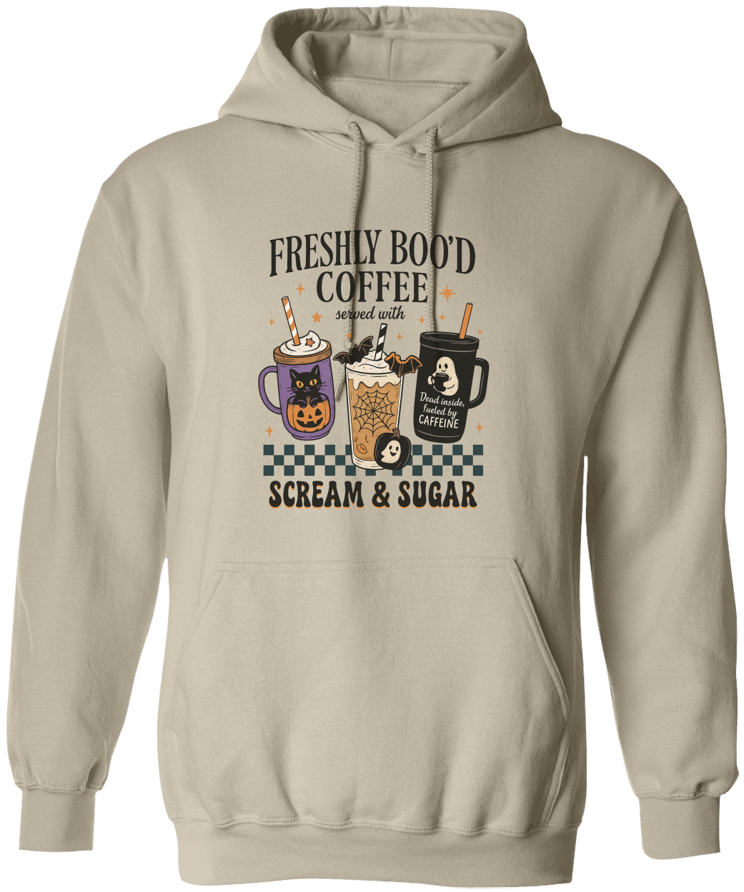 Halloween Caffeine Boo'd Coffee Served With Scream & Sugar Sweatshirt | Hoodie