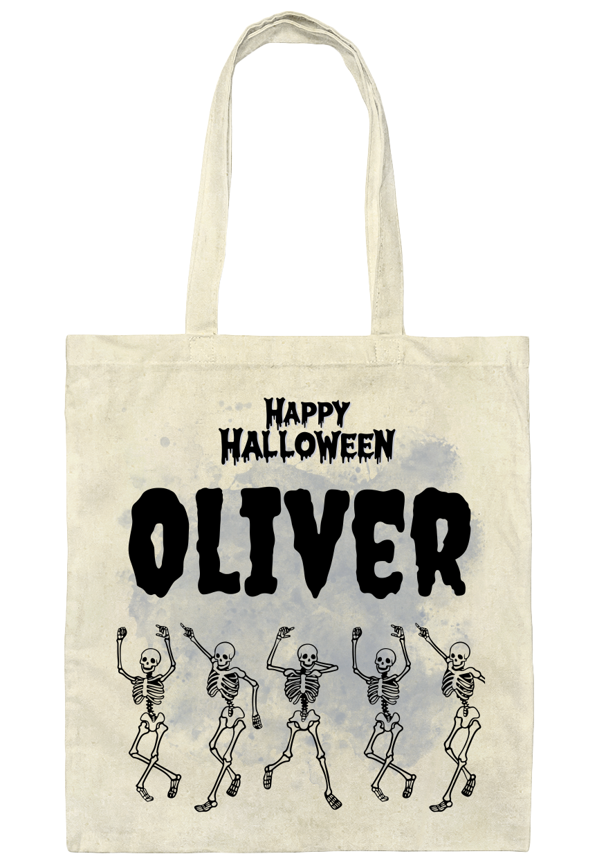 Personalized Halloween Tote Bag – Custom Name Trick or Treat Bag – 6 Spooky Designs