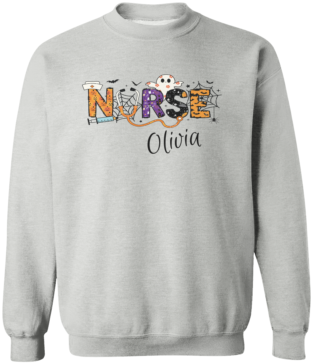Personalized Spooky Halloween Nurse T-Shirt | Sweatshirt | Hoodie – Custom Name & Creepy Design