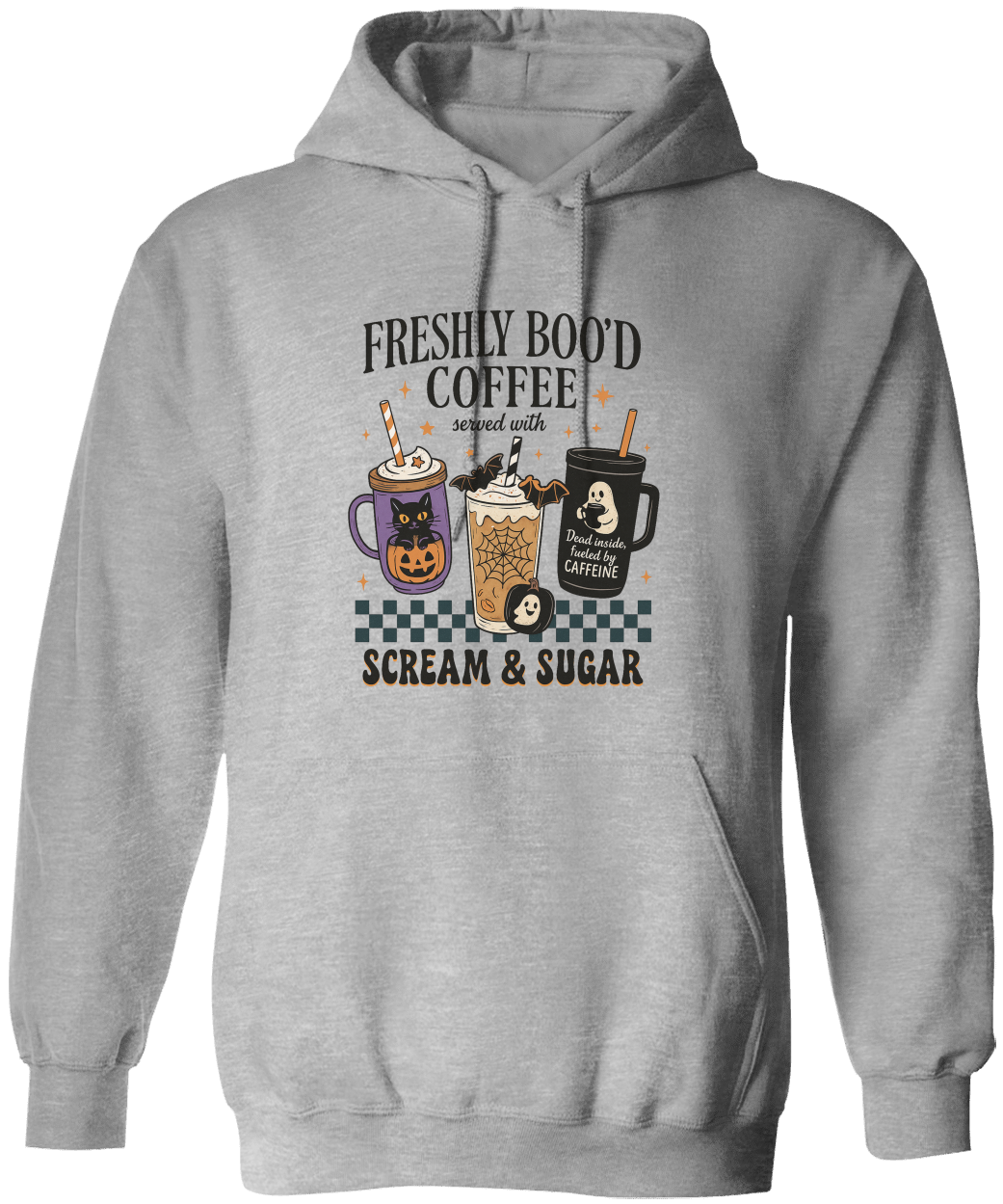 Halloween Caffeine Boo'd Coffee Served With Scream & Sugar Sweatshirt | Hoodie