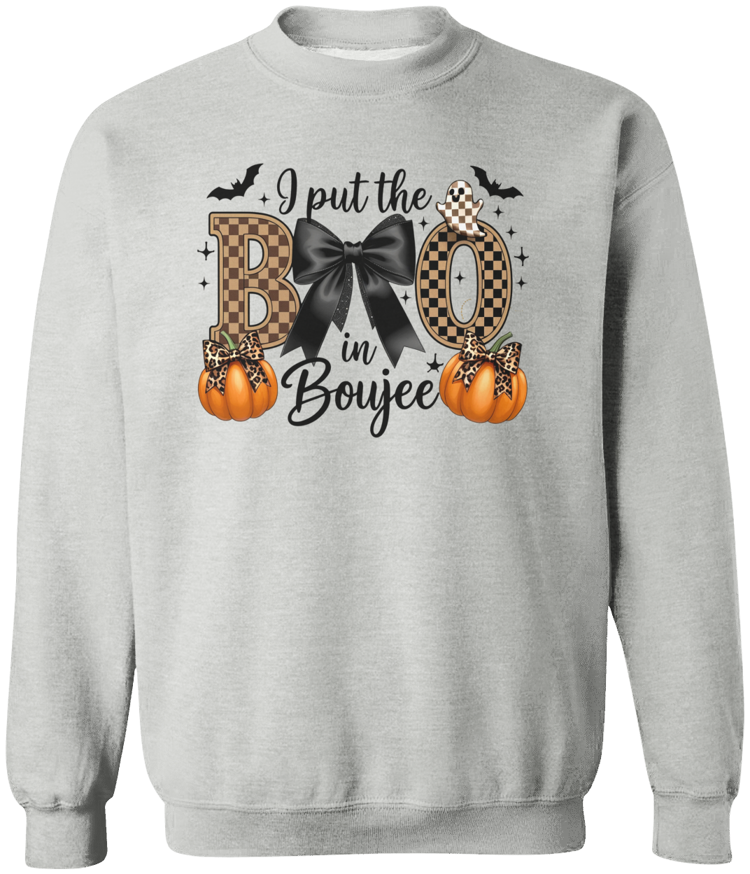 I Put the Boo in Boujee” Halloween Sweatshirt | Hoodie – Boujee Ghost Graphic – Spooky Chic