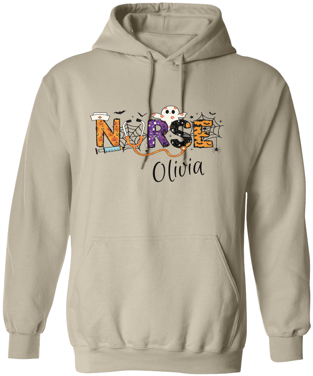Personalized Spooky Halloween Nurse T-Shirt | Sweatshirt | Hoodie – Custom Name & Creepy Design