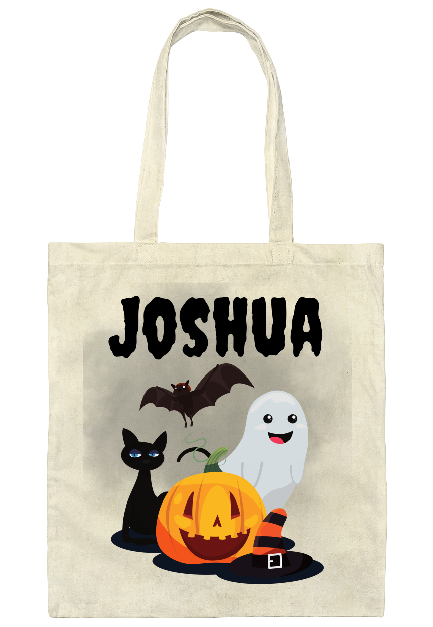 Personalized Halloween Tote Bag – Custom Name Trick or Treat Bag – 6 Spooky Designs