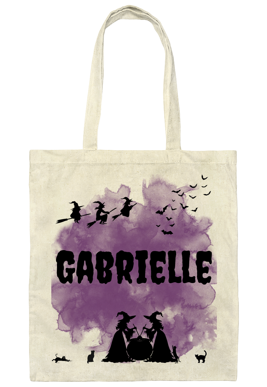 Personalized Halloween Tote Bag – Custom Name Trick or Treat Bag – 6 Spooky Designs