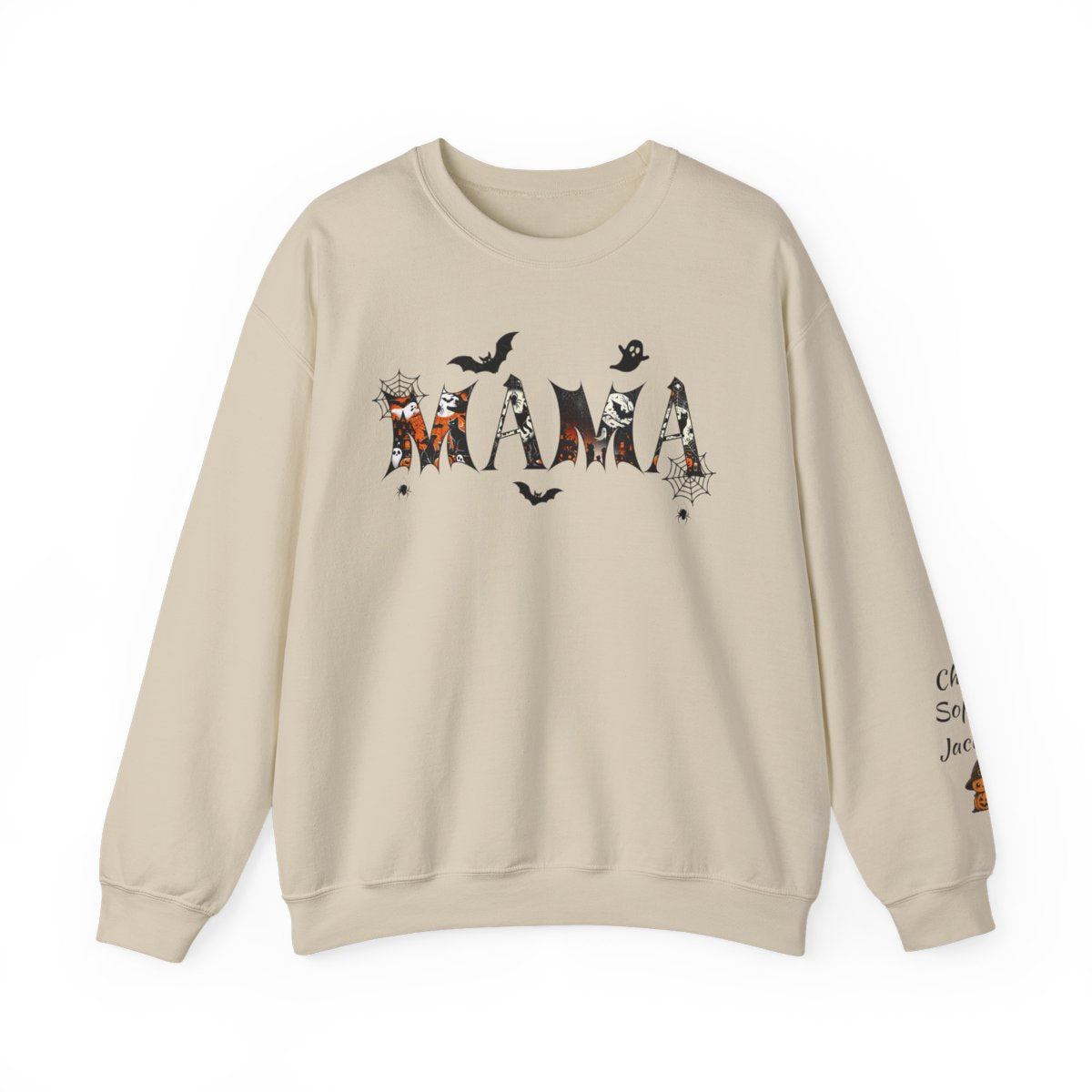 Personalized Halloween MAMA Sweatshirt with Kids' Names – Custom Fall Family Gift