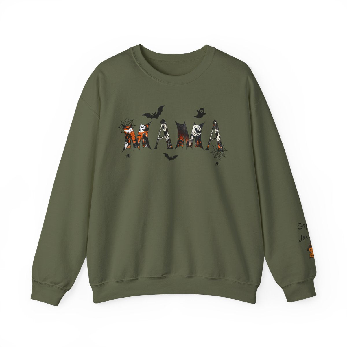Personalized Halloween MAMA Sweatshirt with Kids' Names – Custom Fall Family Gift