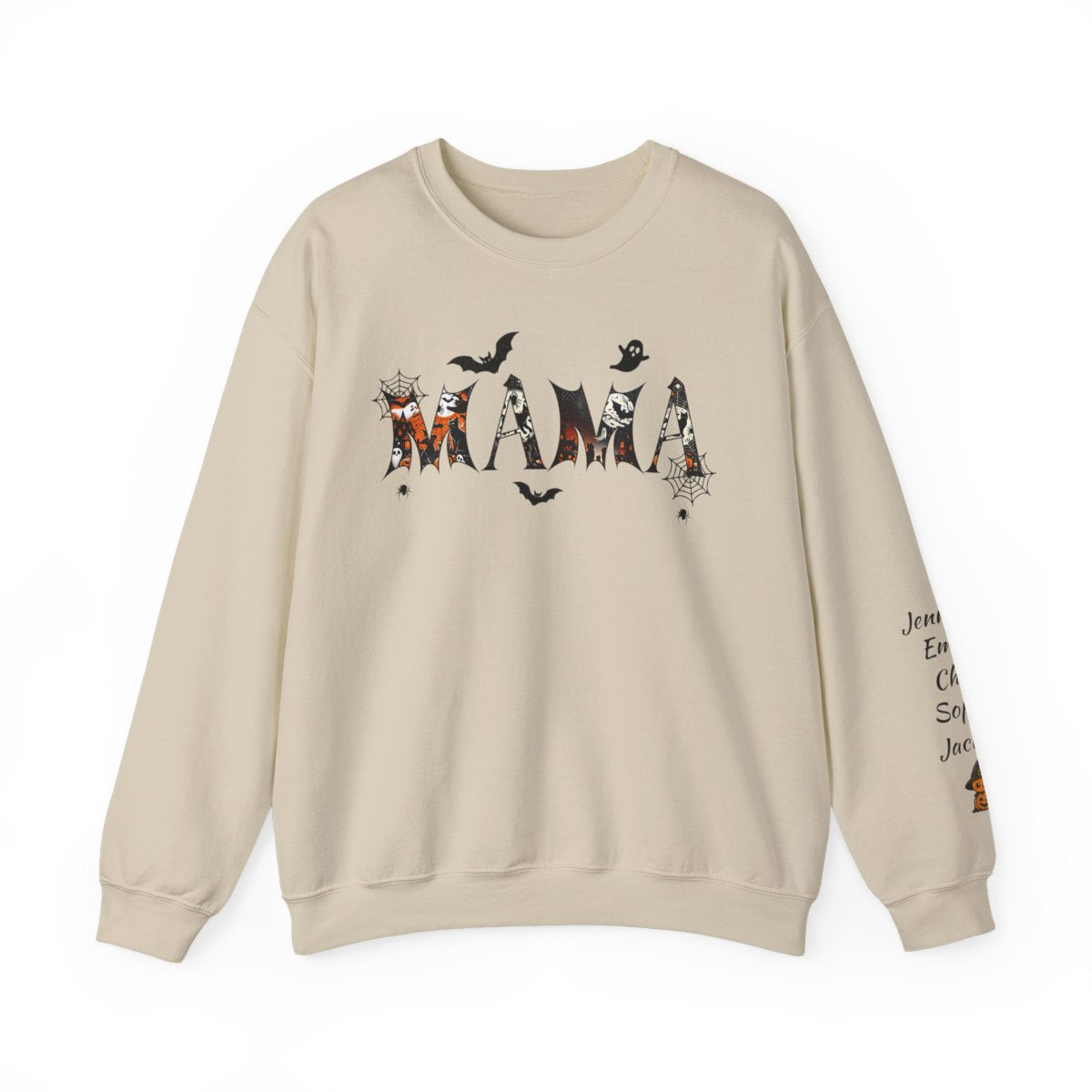 Personalized Halloween MAMA Sweatshirt with Kids' Names – Custom Fall Family Gift
