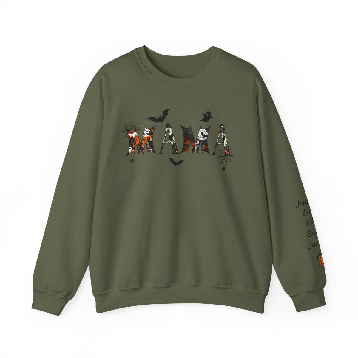 Personalized Halloween MAMA Sweatshirt with Kids' Names – Custom Fall Family Gift
