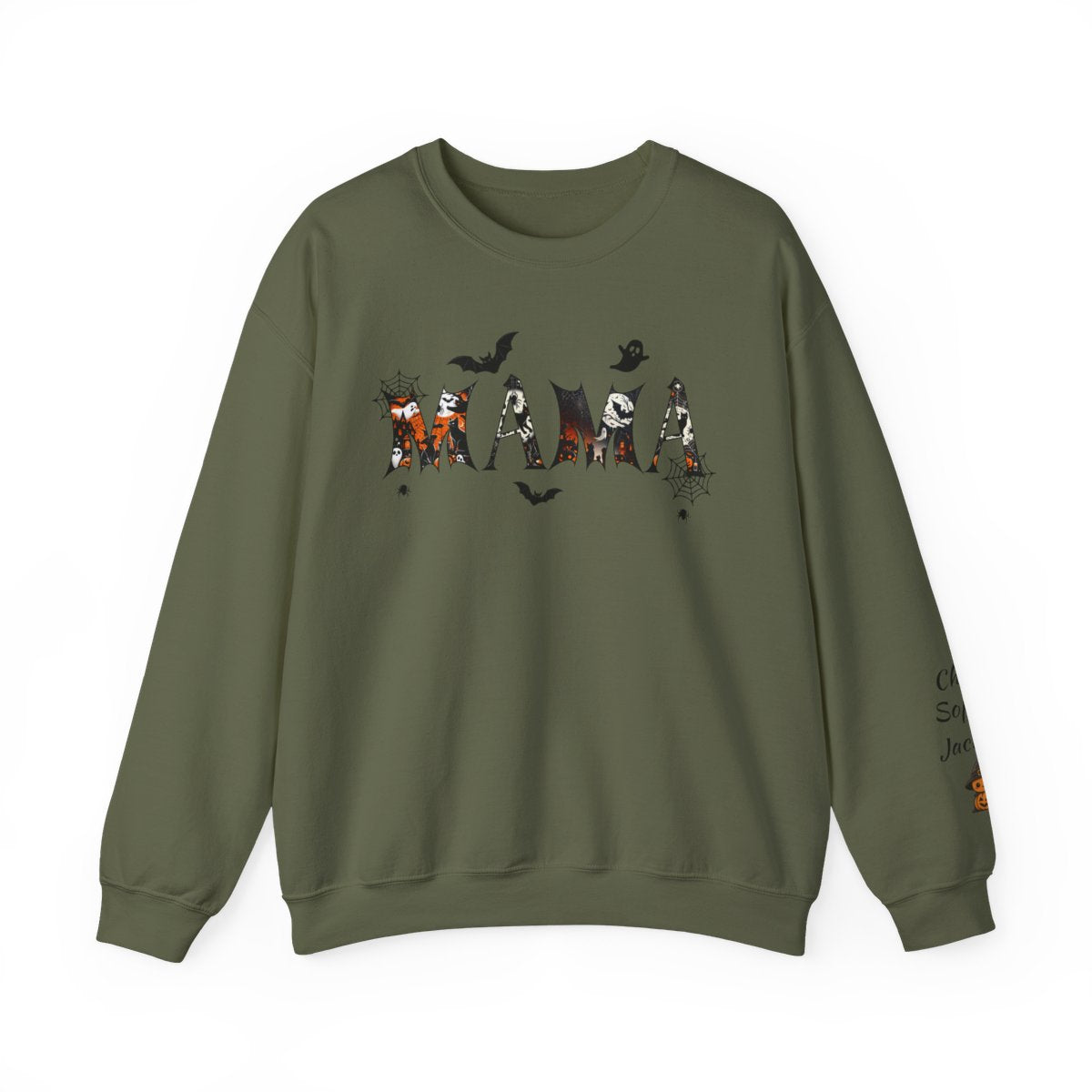 Personalized Halloween MAMA Sweatshirt with Kids' Names – Custom Fall Family Gift