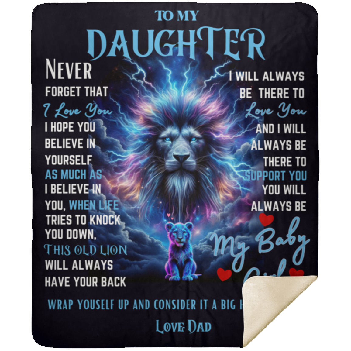 To My Daughter Never Forget Lion Electric Blanket