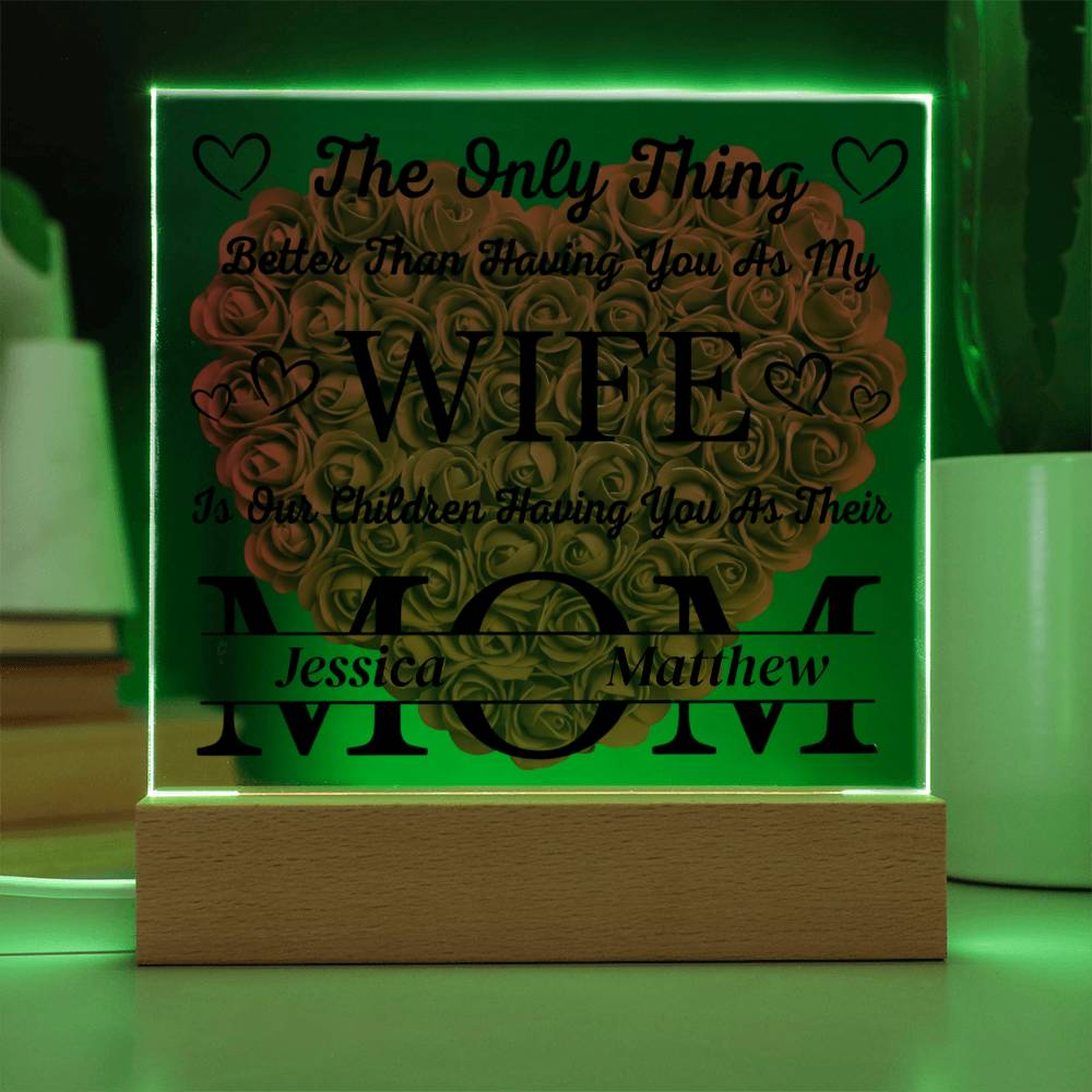 Personalized Gift for Wife from Husband – Custom Acrylic Plaque with Children’s Names – Romantic Gift Mother’s Day Gift for Wife, Anniversary Gift