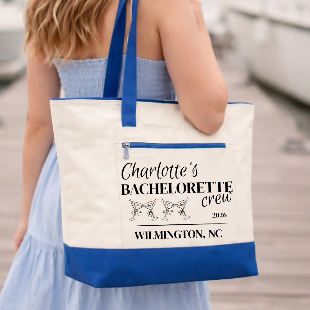 Personalized Bachelorette & Bride Zippered Tote