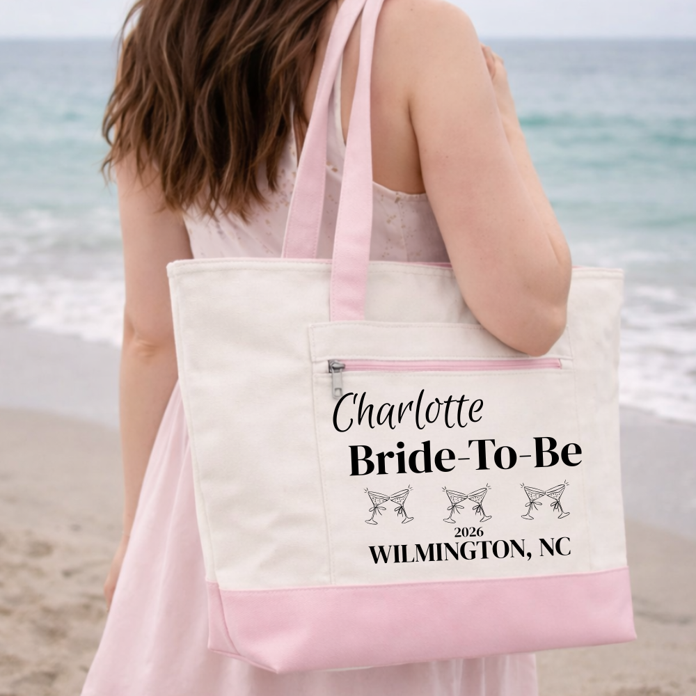 Personalized Bachelorette & Bride Zippered Tote