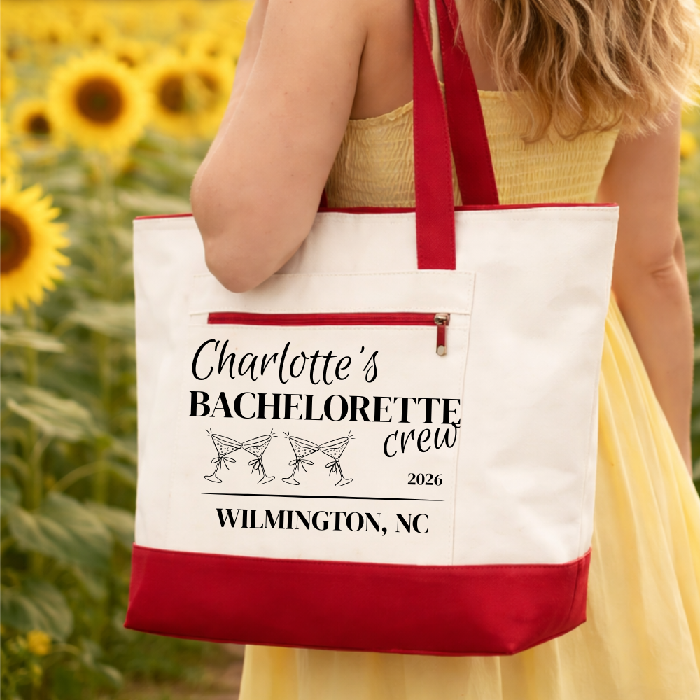 Personalized Bachelorette & Bride Zippered Tote