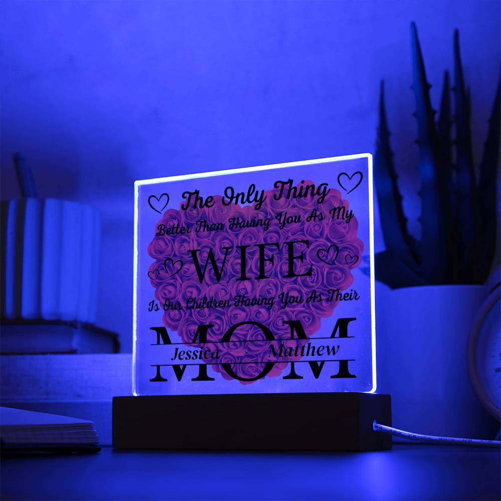 Personalized Gift for Wife from Husband – Custom Acrylic Plaque with Children’s Names – Romantic Gift Mother’s Day Gift for Wife, Anniversary Gift