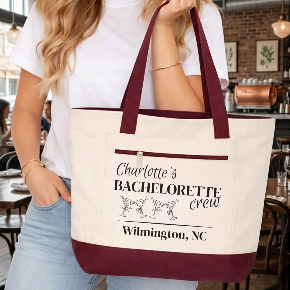 Personalized Bachelorette & Bride Zippered Tote