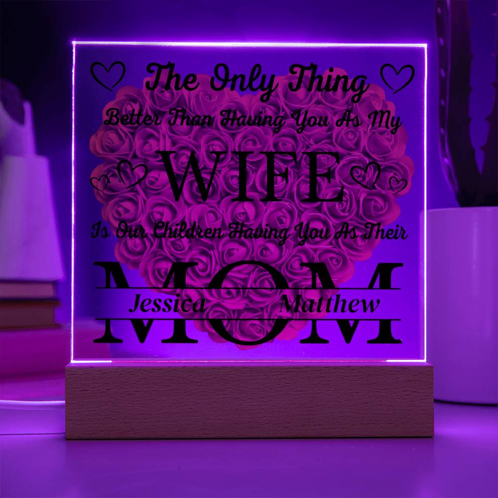 Personalized Gift for Wife from Husband – Custom Acrylic Plaque with Children’s Names – Romantic Gift Mother’s Day Gift for Wife, Anniversary Gift