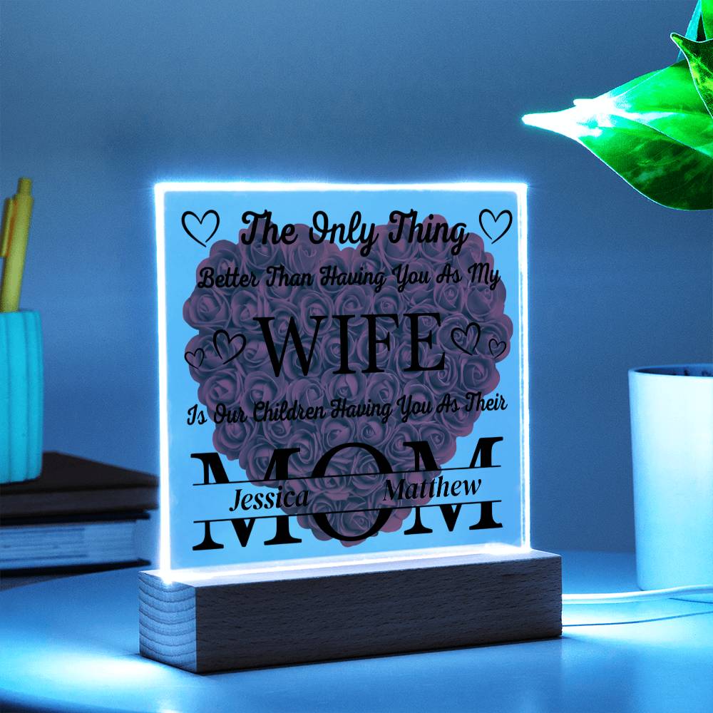Personalized Gift for Wife from Husband – Custom Acrylic Plaque with Children’s Names – Romantic Gift Mother’s Day Gift for Wife, Anniversary Gift
