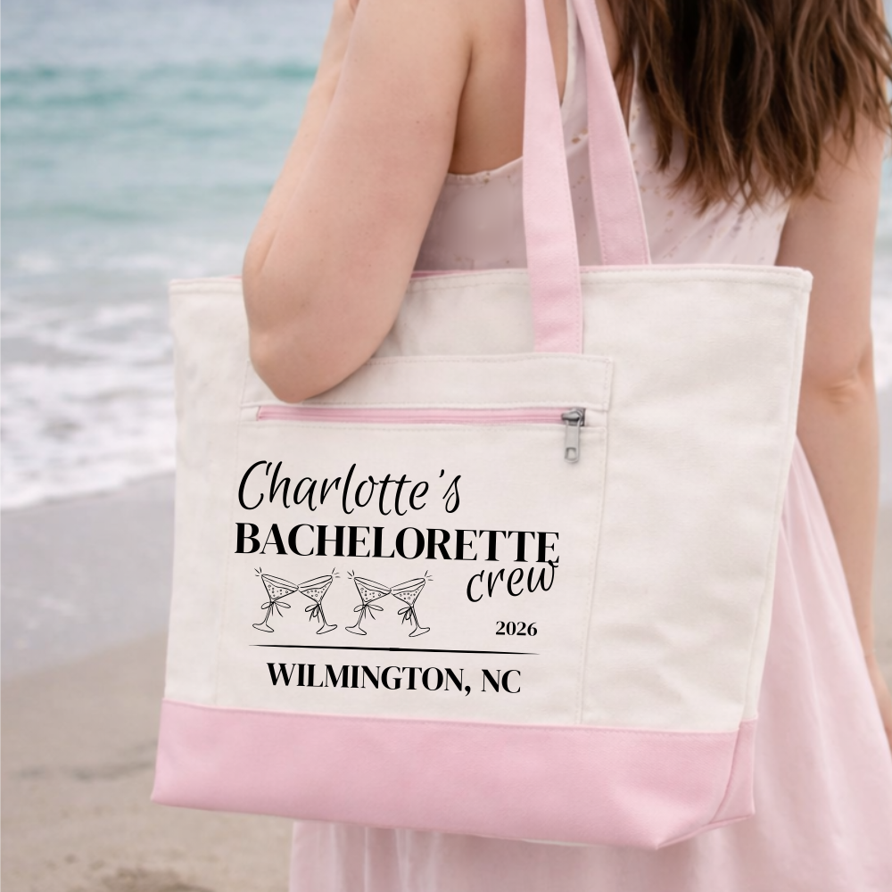 Personalized Bachelorette & Bride Zippered Tote