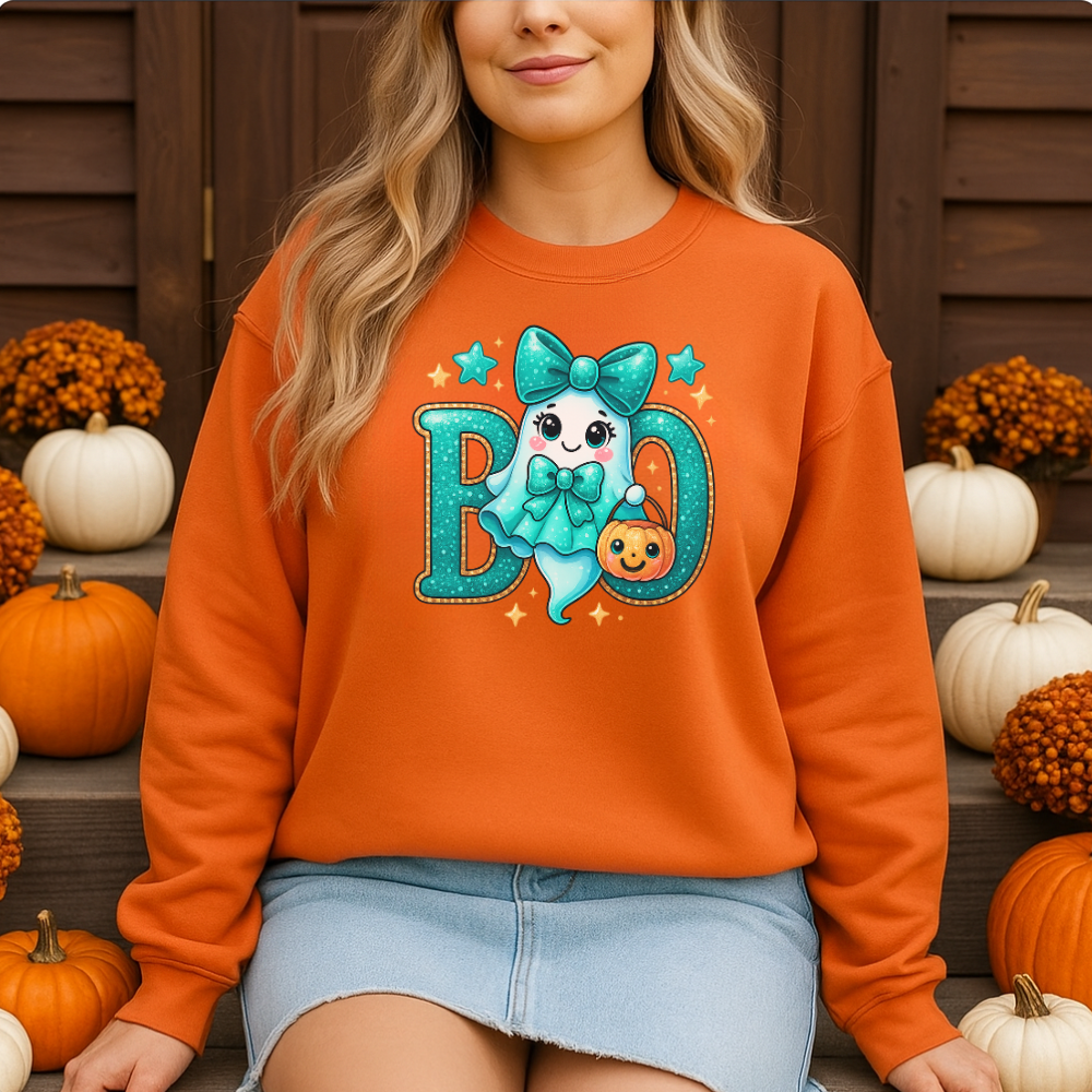Cute Boo Halloween Pumpkin Sweatshirt & Hoodie – Fun Ghost & Pumpkin Pullover for Fall
