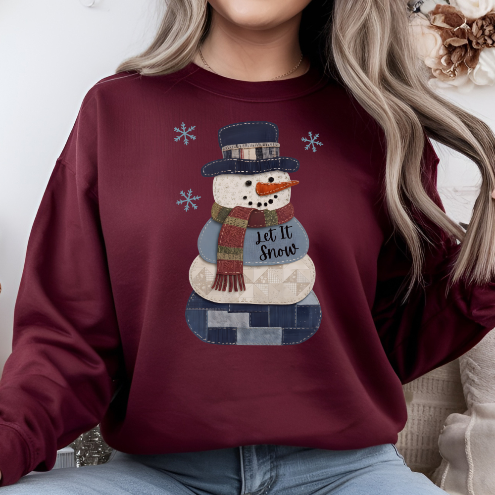 Faux Patchwork Snowman Christmas Sweatshirt | Hoodie