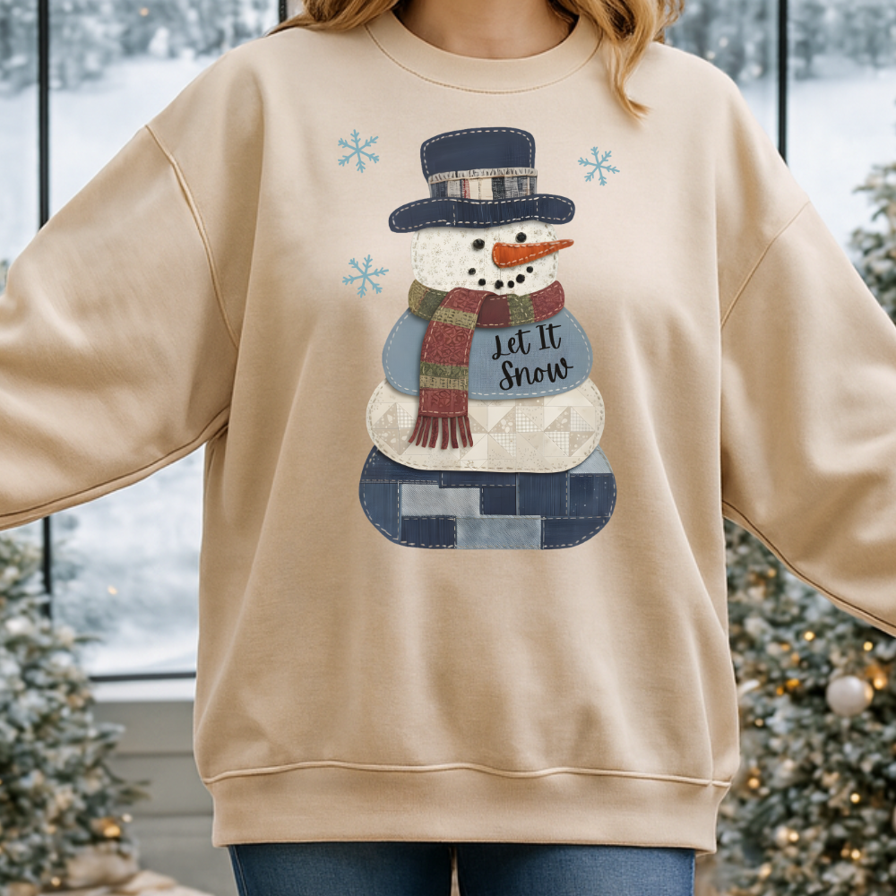 Faux Patchwork Snowman Christmas Sweatshirt | Hoodie