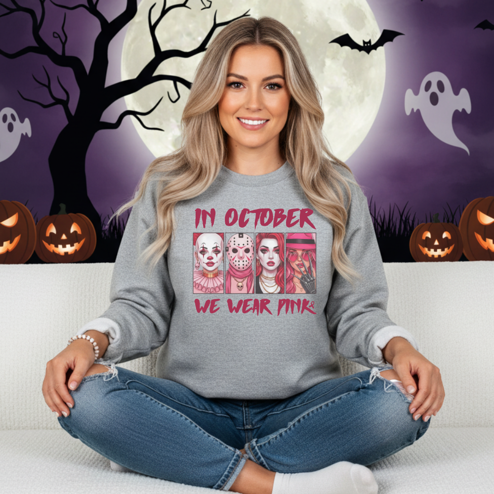 In October We Wear Pink Halloween T-Shirt | Sweatshirt | Hoodie