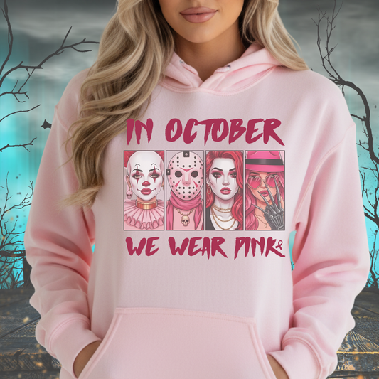 In October We Wear Pink Halloween T-Shirt | Sweatshirt | Hoodie
