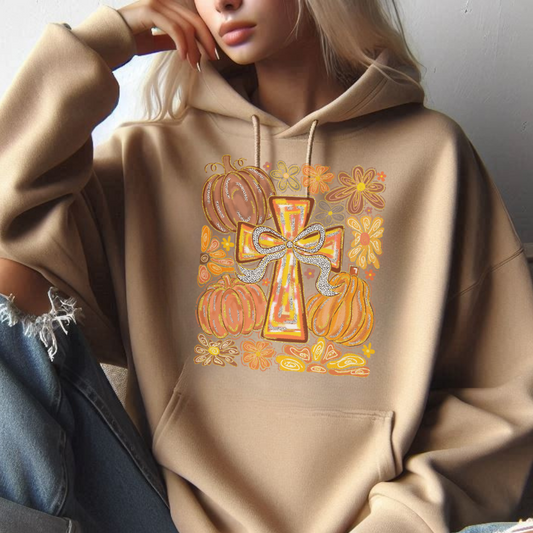 Fall Festival Cross Faith Sweatshirt & Hoodie – Christian Autumn Pullover | Seasonal Worship ApparelSweatshirt | Hoodie