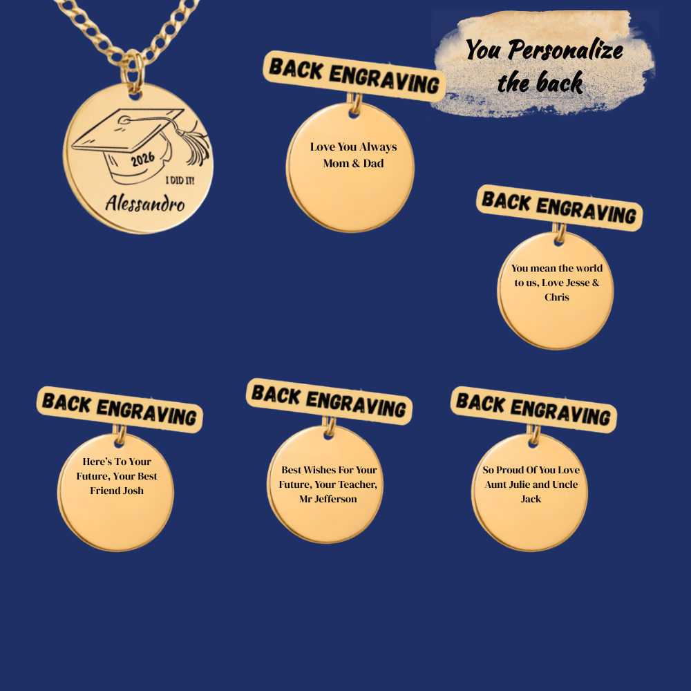 Personalized Graduation Necklace | Custom Name Coin Pendant | Engraved Grad Gift for Daughter, Son, Senior | High School & College Keepsake Jewelry