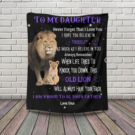 To My Daughter Love Dad Lion Blanket