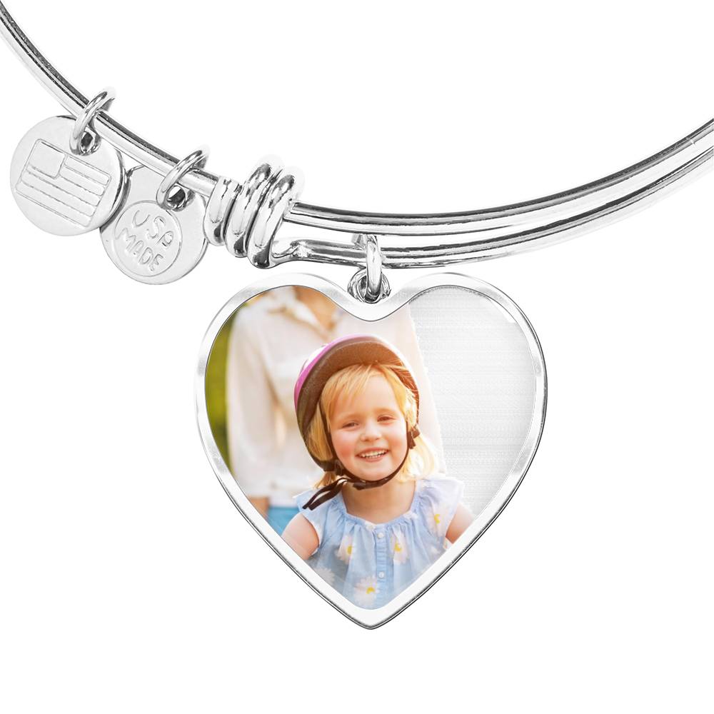 Heart Bangle Bracelet Personalized With Picture And Your Words