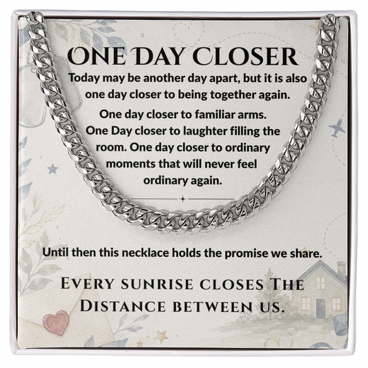 One Day Closer Deployment Necklace – Long-Distance Military Love Gift
