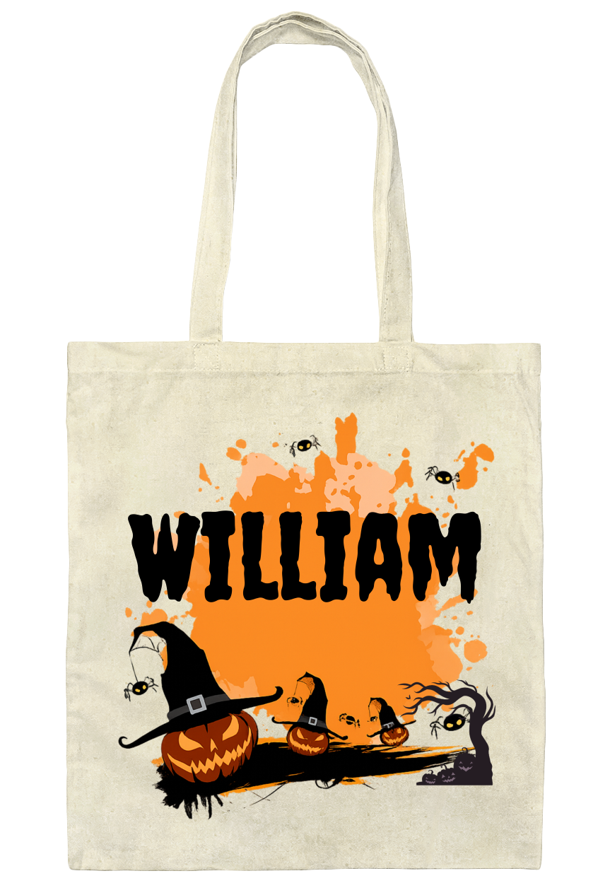 Personalized Halloween Tote Bag – Custom Name Trick or Treat Bag – 6 Spooky Designs
