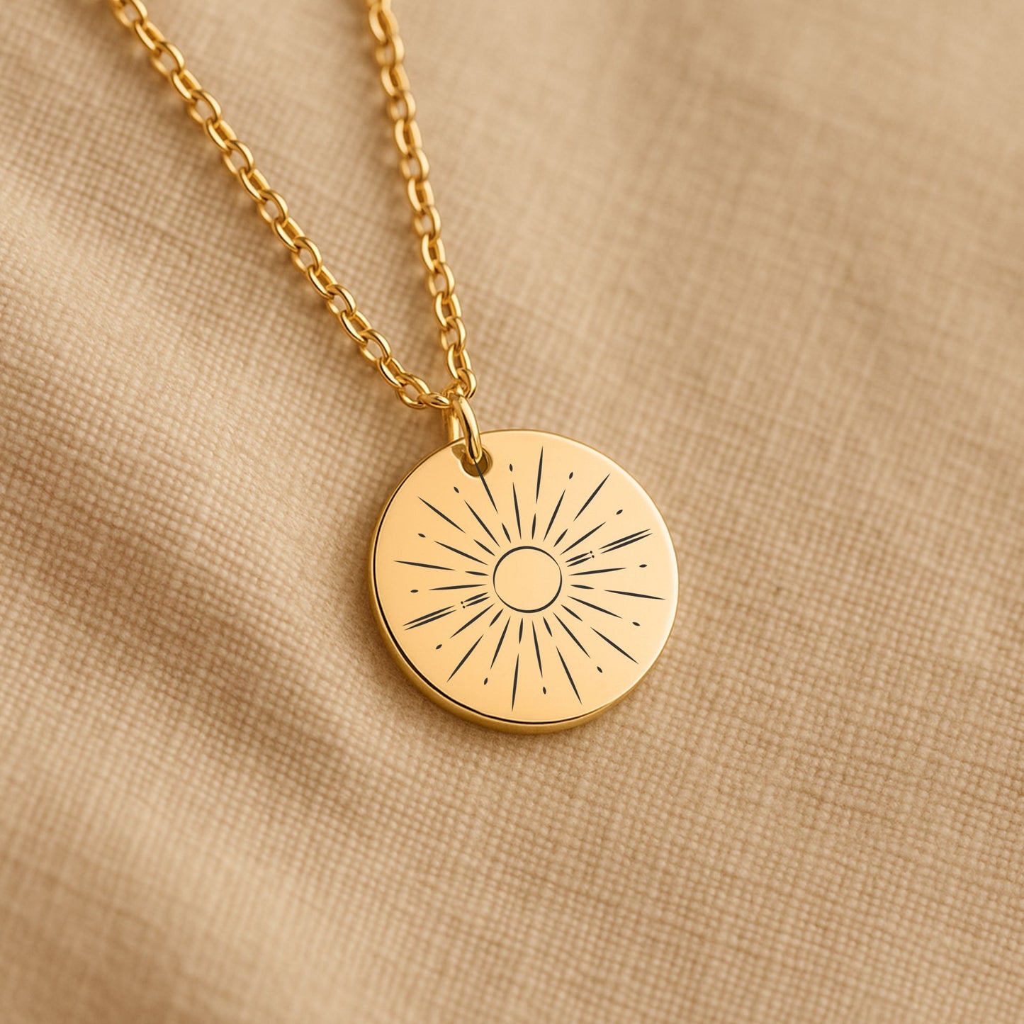 Personalized Graduation Jewelry Gift for Her - Sunray Engraved Gold Necklace with Inspiring Message Card, Custom Back Engraving