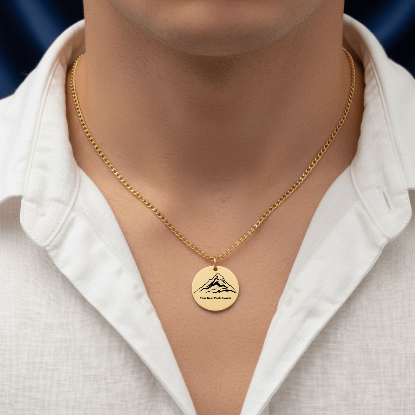 Your Next Peak Is Waiting – Graduation Engraved Mountain Disc Necklace & Inspirational Message Card | Gold Mountain Pendant Gift for Graduation, New Beginnings, & Milestone Achievements