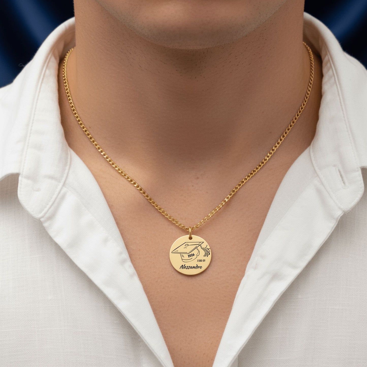 Personalized Graduation Necklace | Custom Name Coin Pendant | Engraved Grad Gift for Daughter, Son, Senior | High School & College Keepsake Jewelry