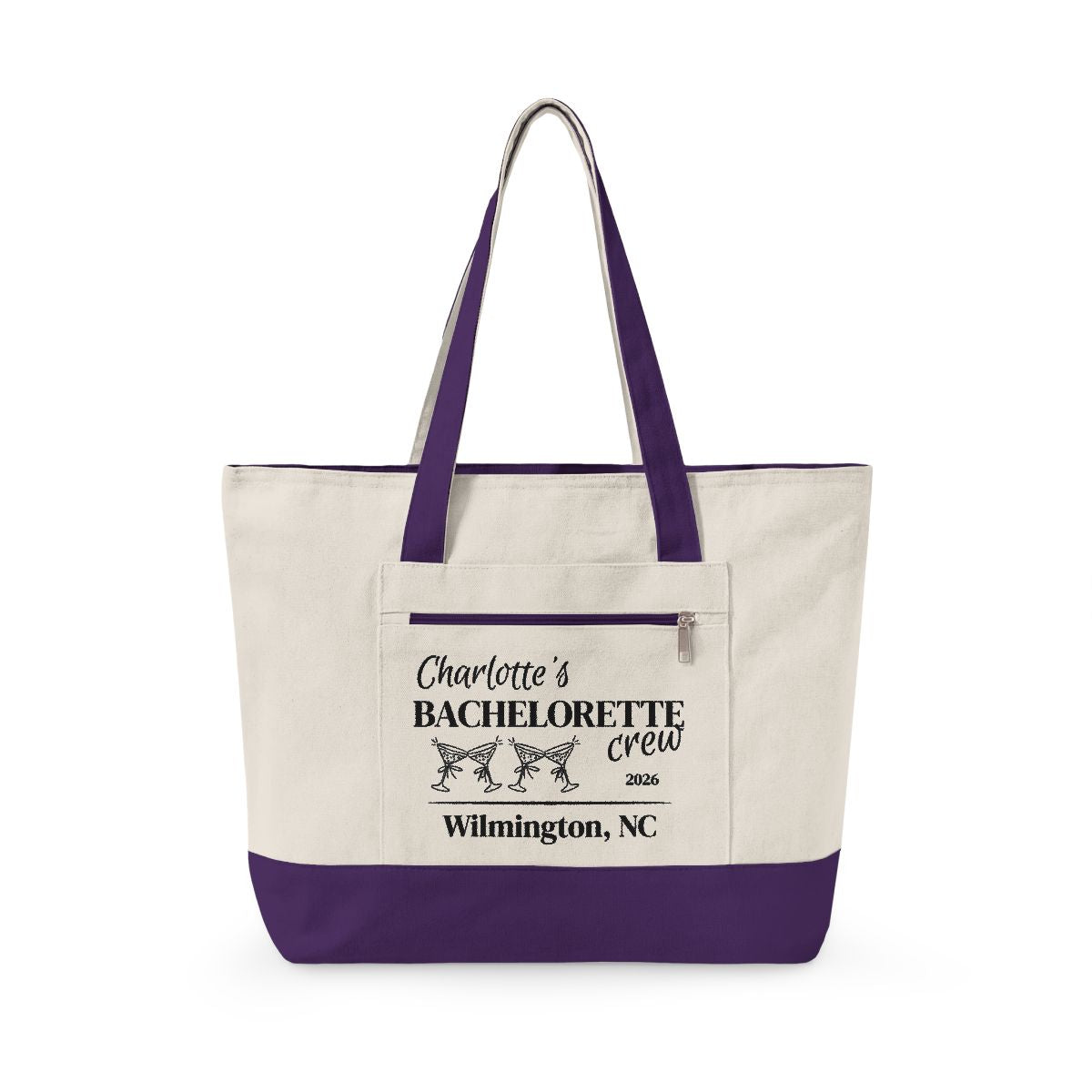 Personalized Bachelorette & Bride Zippered Tote