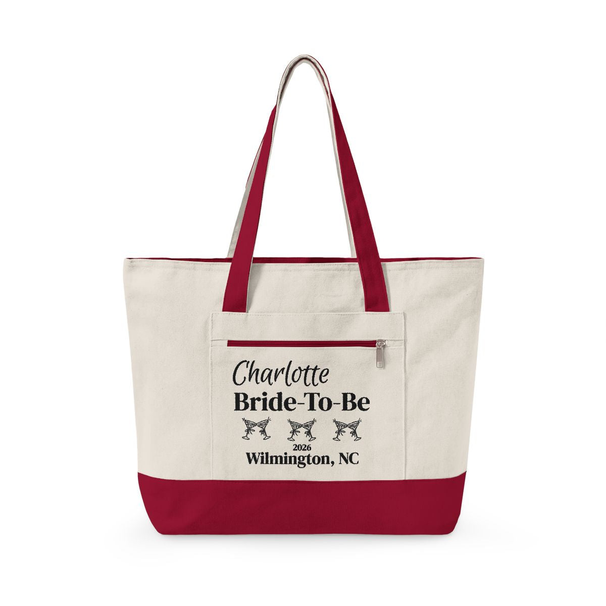 Personalized Bachelorette & Bride Zippered Tote