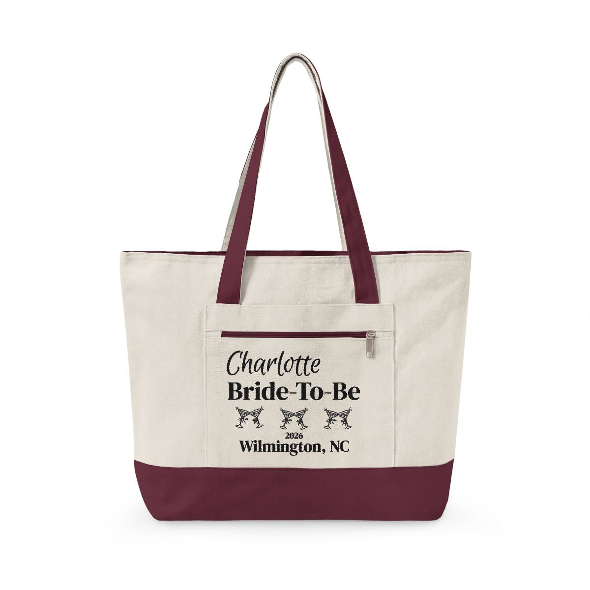 Personalized Bachelorette & Bride Zippered Tote
