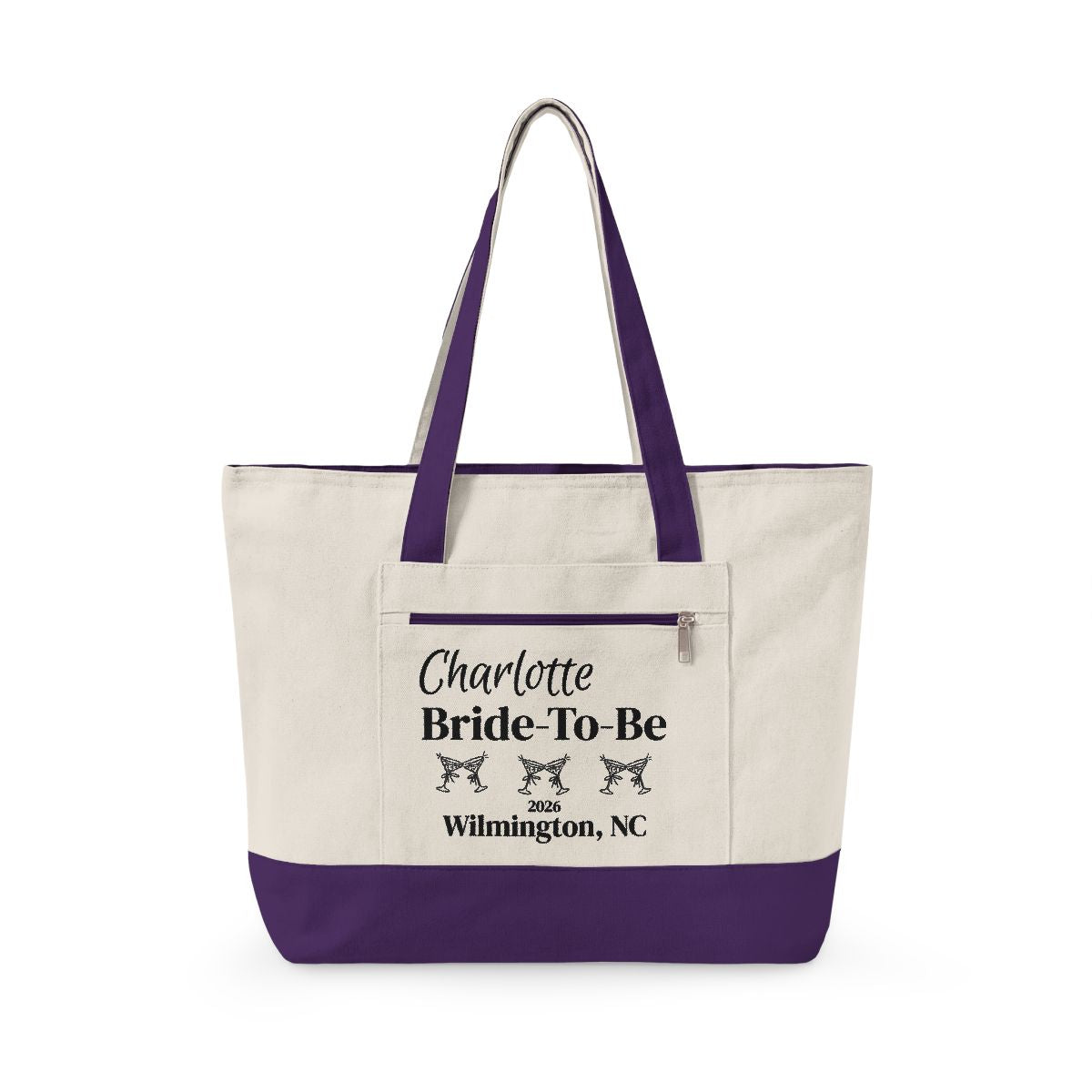 Personalized Bachelorette & Bride Zippered Tote