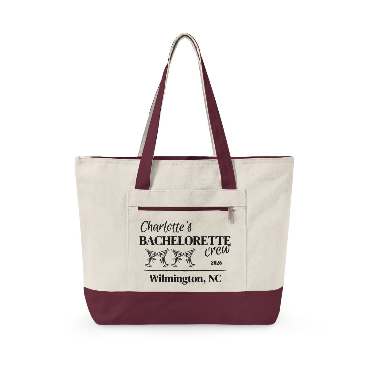 Personalized Bachelorette & Bride Zippered Tote