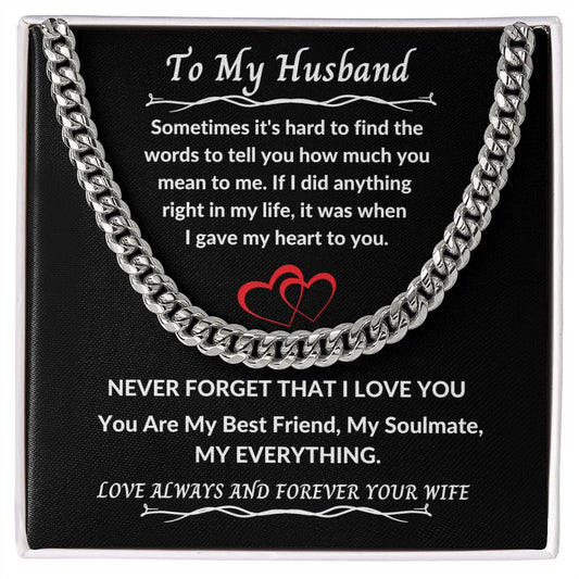 To My Husband Sometimes It's hard To Find The Words Red Hearts